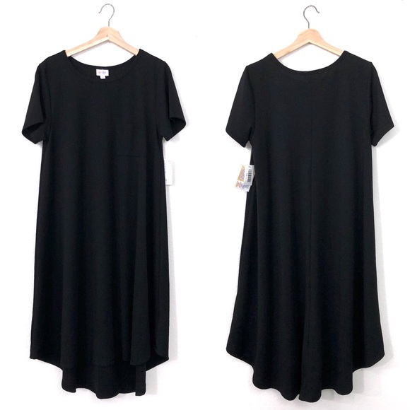 RARE LuLaRoe Solid Black Textured Carly Dress - Picture 2 of 6